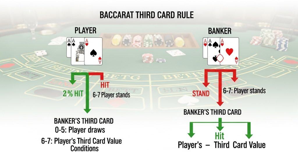 바카라 써드 카드 룰 플레이어와 뱅커 조건 설명