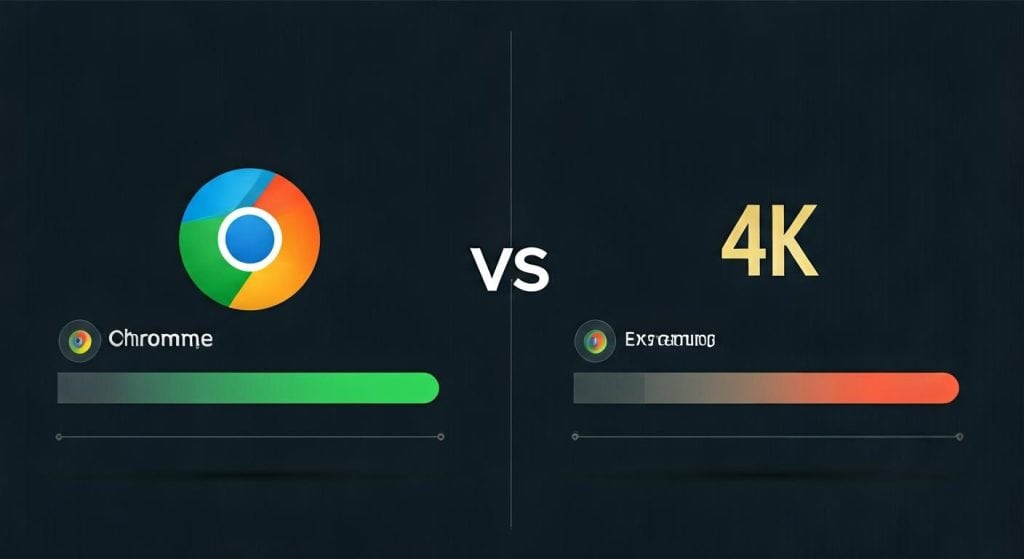 크롬과 4K 확장 프로그램 성능 비교 인터페이스